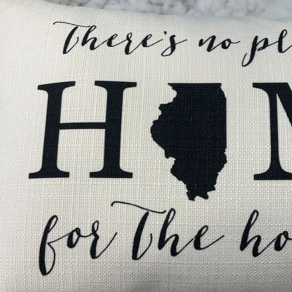 Illinois Home for the Holidays Decorative Pillow - Cream and Black 19in x 13 in
